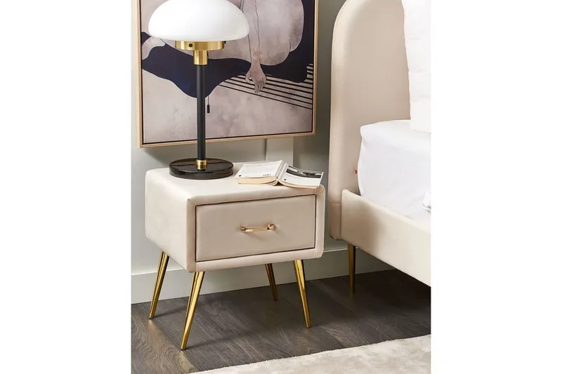 Yöpöytä Flayat Beige, kulta, ruusukulta - Beige, kulta, ruusukulta - Huonekalut - Pöytä & ruokailuryhmä - Apupöytä & sivupöytä - Yöpöytä