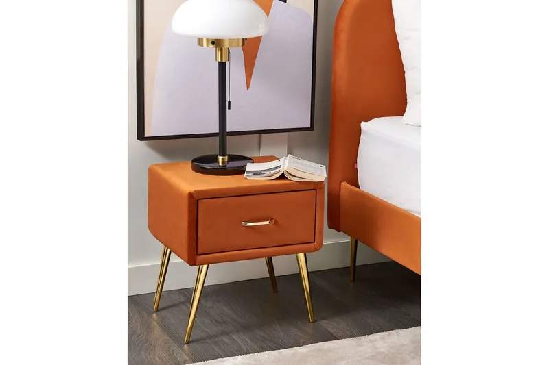 Yöpöytä Flayat Oranssi, kulta - Oranssi, kulta - Huonekalut - Pöytä & ruokailuryhmä - Apupöytä & sivupöytä - Yöpöytä