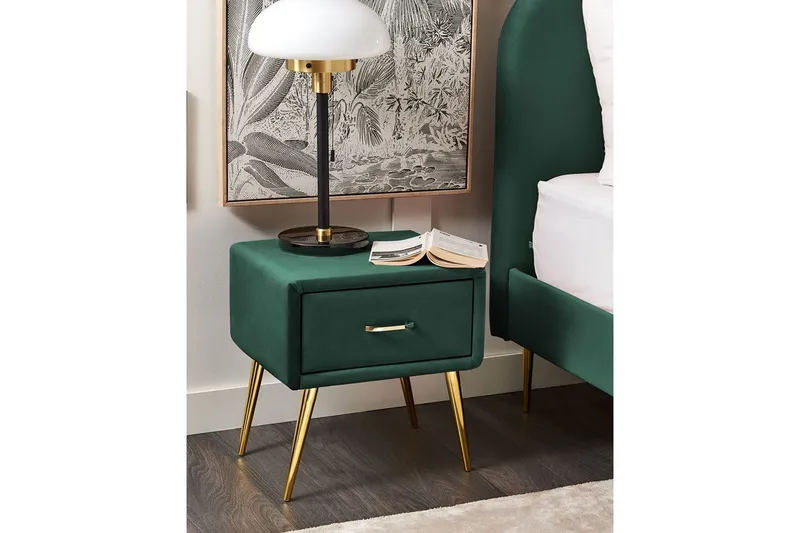 Yöpöytä Flayat Vihreä, kulta - Vihreä, kulta - Huonekalut - Pöytä & ruokailuryhmä - Apupöytä & sivupöytä - Yöpöytä