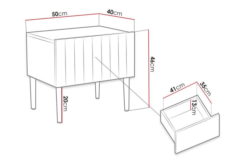 Glenndale Sängbord 50 cm Concept 55 Black - Huonekalut - Pöytä & ruokailuryhmä - Apupöytä & sivupöytä - Yöpöytä
