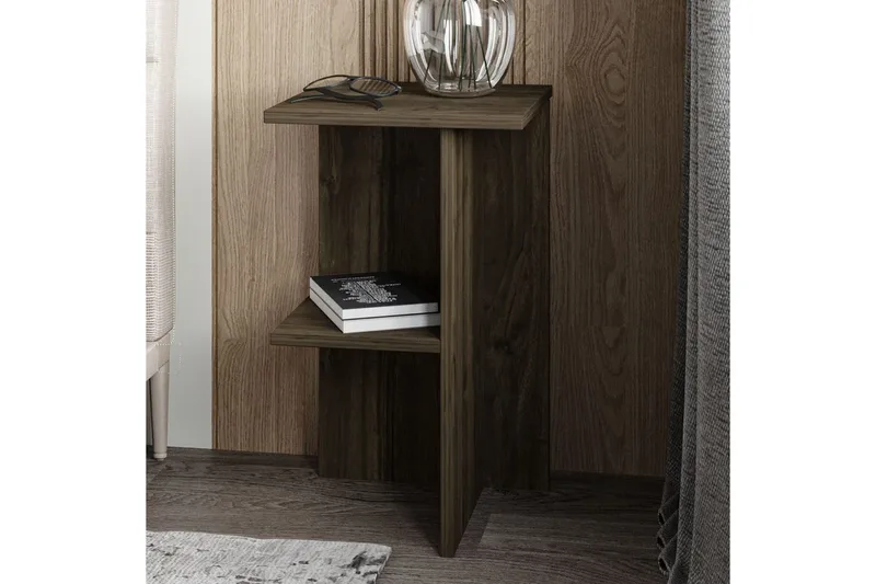 Yöpöytä Gwyneth Pähkinäpuu - Pähkinäpuu - Huonekalut - Pöytä & ruokailuryhmä - Apupöytä & sivupöytä - Yöpöytä