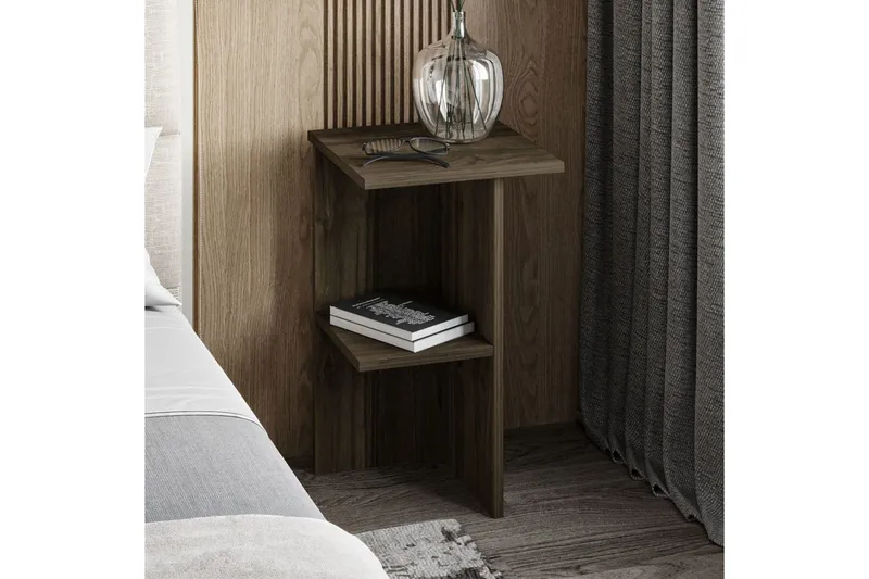 Yöpöytä Gwyneth Pähkinäpuu - Pähkinäpuu - Huonekalut - Pöytä & ruokailuryhmä - Apupöytä & sivupöytä - Yöpöytä