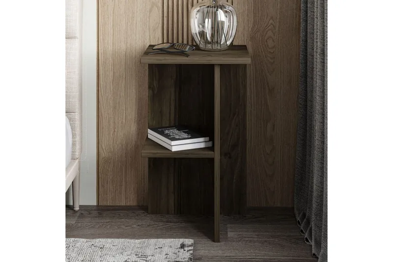 Yöpöytä Gwyneth Pähkinäpuu - Pähkinäpuu - Huonekalut - Pöytä & ruokailuryhmä - Apupöytä & sivupöytä - Yöpöytä