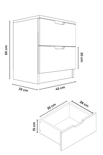 Yöpöytä Hanah Home Lento (45 x 50 x 33 cm) Sonomo-tammi valkoinen - Huonekalut - Pöytä & ruokailuryhmä - Apupöytä & sivupöytä - Yöpöytä