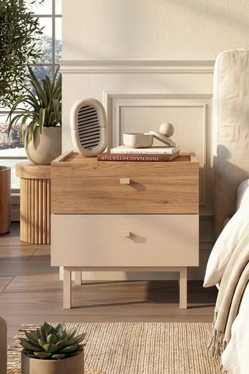 Yöpöytä Hanah Home Luke (47,9 x 47 x 36,8 cm) Hiekkatammi - Hiekkatammi - Huonekalut - Pöytä & ruokailuryhmä - Apupöytä & sivupöytä - Yöpöytä