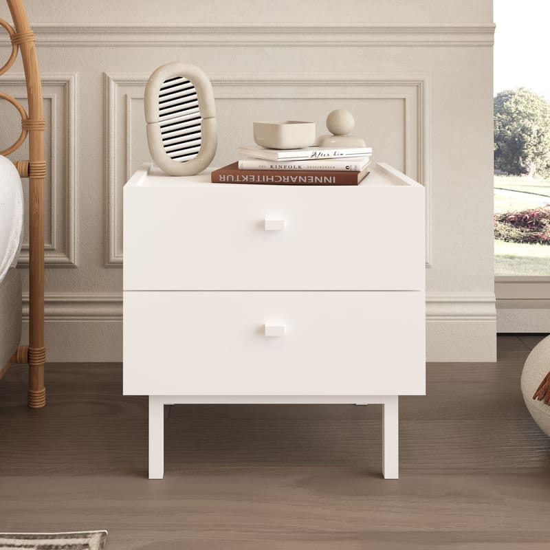 Yöpöytä Hanah Home Luke (47,9 x 47 x 36,8 cm) Valkoinen - Valkoinen - Huonekalut - Pöytä & ruokailuryhmä - Apupöytä & sivupöytä - Yöpöytä