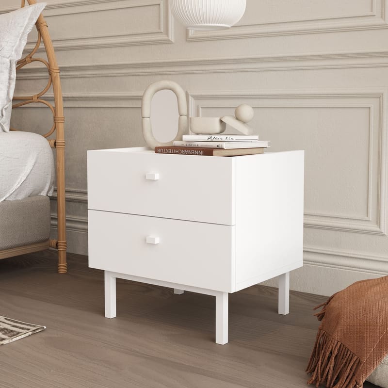 Yöpöytä Hanah Home Luke (47,9 x 47 x 36,8 cm) Valkoinen - Valkoinen - Huonekalut - Pöytä & ruokailuryhmä - Apupöytä & sivupöytä - Yöpöytä