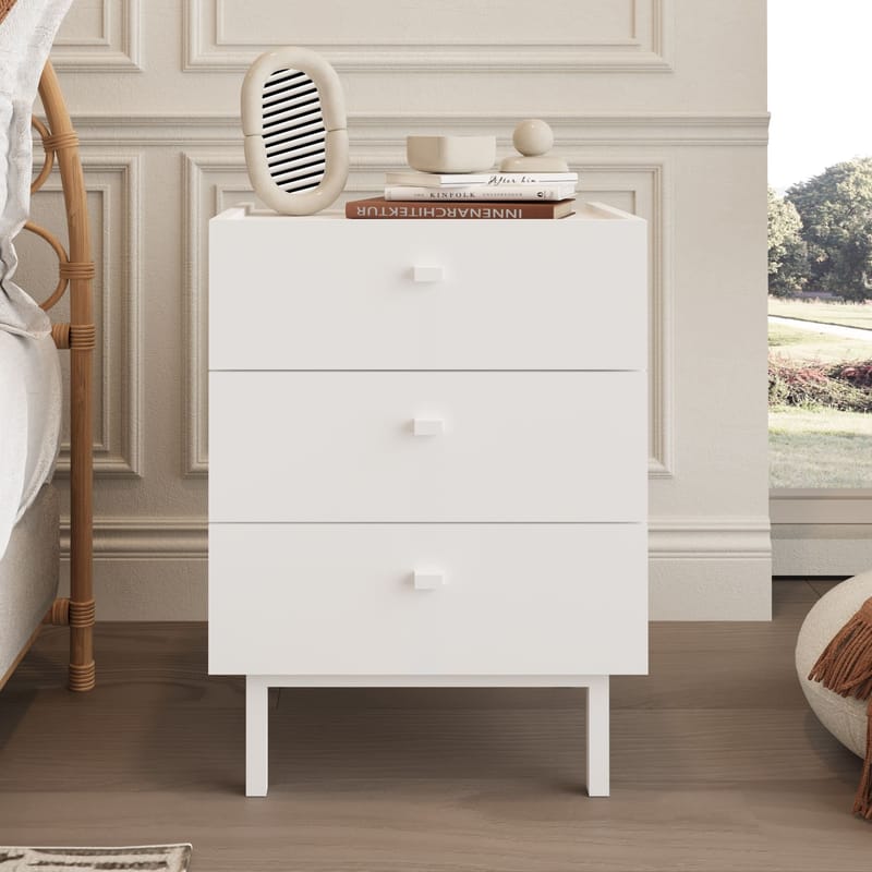 Yöpöytä Hanah Home Luke (47,9 x 63,5 x 36,8 cm) Valkoinen - Valkoinen - Huonekalut - Pöytä & ruokailuryhmä - Apupöytä & sivupöytä - Yöpöytä