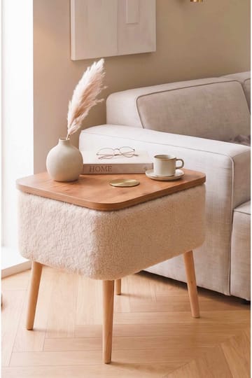 Yöpöytä Hanah Home Parkway (60 x 55 x 30 cm) Beige, luonnollinen - Beige ja luonnollinen - Huonekalut - Pöytä & ruokailuryhmä - Apupöytä & sivupöytä - Yöpöytä