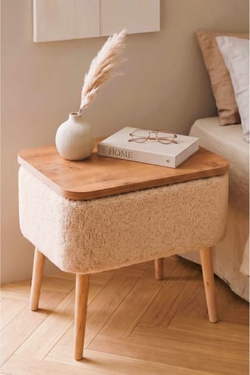Yöpöytä Hanah Home Parkway (60 x 55 x 30 cm) Beige, luonnollinen - Beige ja luonnollinen - Huonekalut - Pöytä & ruokailuryhmä - Apupöytä & sivupöytä - Yöpöytä