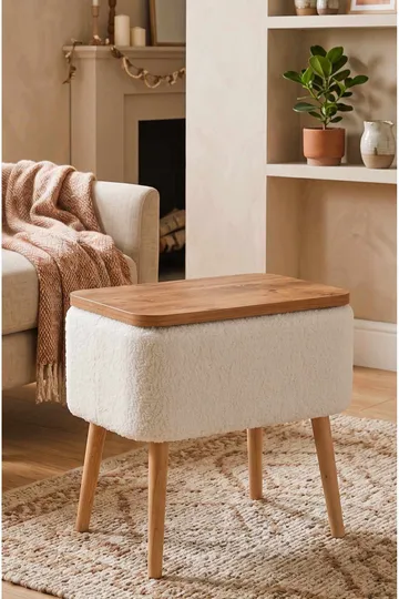 Yöpöytä Hanah Home Parkway (60 x 55 x 30 cm) Valkoinen, luonnollinen - Valkoinen ja luonnonväri - Huonekalut - Pöytä & ruokailuryhmä - Apupöytä & sivupöytä - Yöpöytä