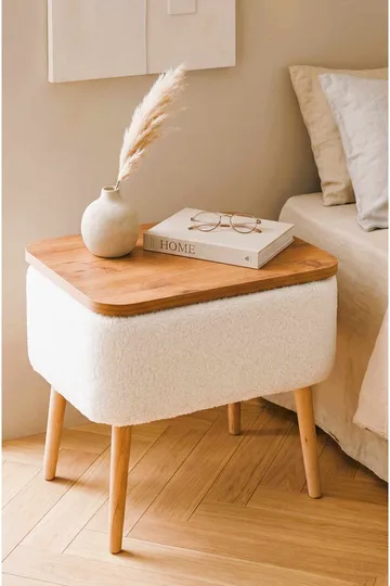 Yöpöytä Hanah Home Parkway (60 x 55 x 30 cm) Valkoinen, luonnollinen - Valkoinen ja luonnonväri - Huonekalut - Pöytä & ruokailuryhmä - Apupöytä & sivupöytä - Yöpöytä