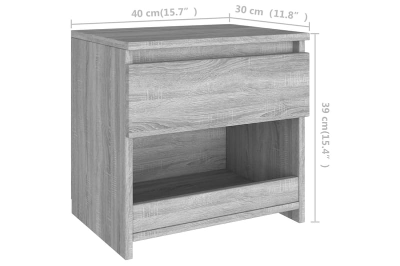 Yöpöytä harmaa sonoma 40x30x39 cm tekninen puu - Harmaa - Huonekalut - Pöytä & ruokailuryhmä - Apupöytä & sivupöytä - Yöpöytä