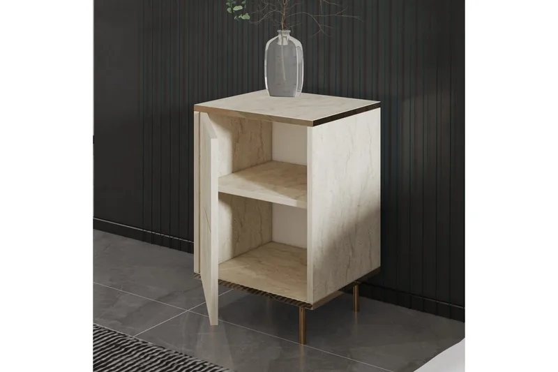 Yöpöytä Imaj travertiini / kulta - Beige/Kulta - Huonekalut - Pöytä & ruokailuryhmä - Apupöytä & sivupöytä - Yöpöytä