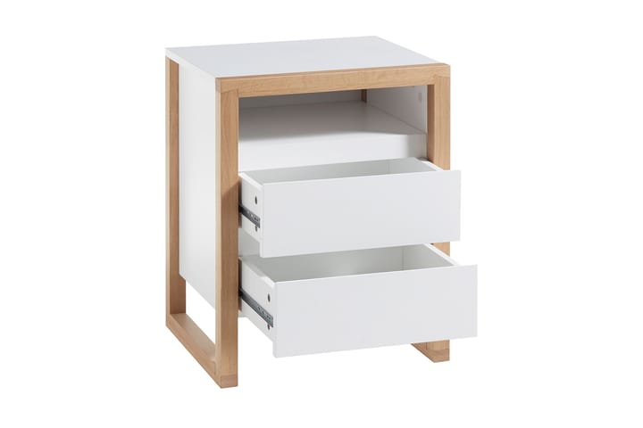 Yöpöytä Jimica 48 cm - Valkoinen/Tammi - Yöpöytä