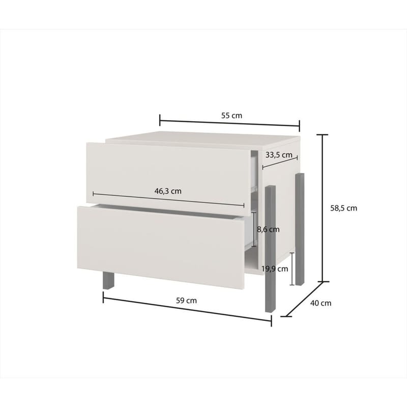 Yöpöytä Jukon S kahdella laatikolla - Huonekalut - Pöytä & ruokailuryhmä - Apupöytä & sivupöytä - Yöpöytä