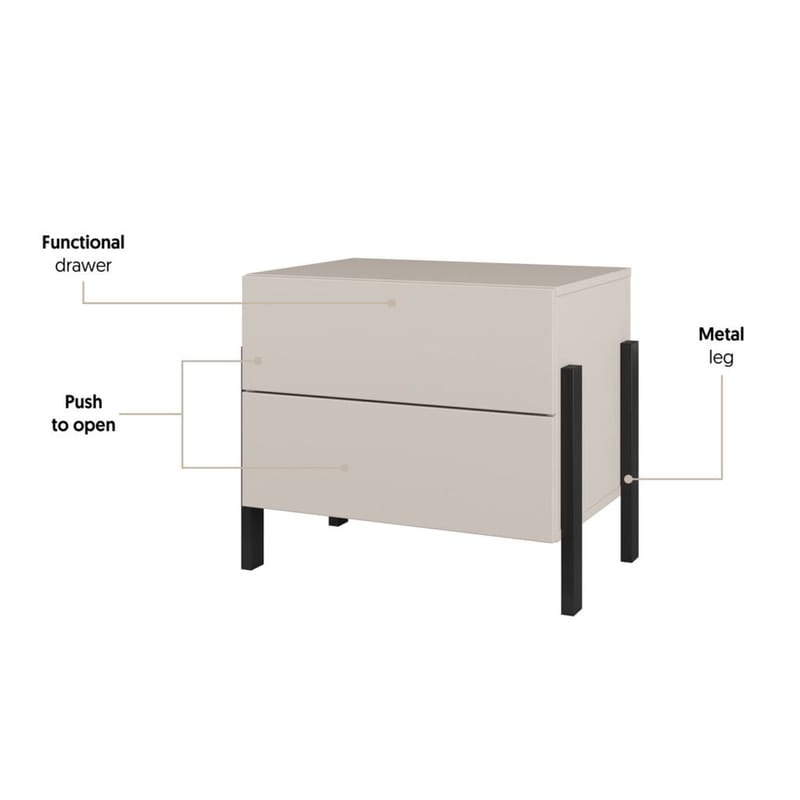 Yöpöytä Jukon S kahdella laatikolla - Huonekalut - Pöytä & ruokailuryhmä - Apupöytä & sivupöytä - Yöpöytä