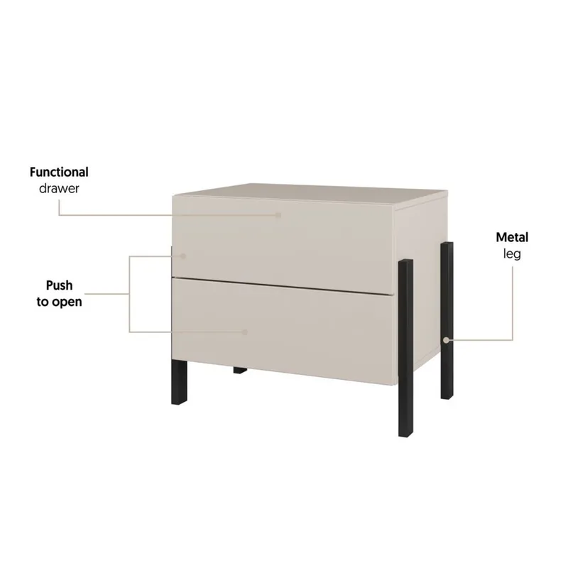 Yöpöytä Jukon S kahdella laatikolla - Huonekalut - Pöytä & ruokailuryhmä - Apupöytä & sivupöytä - Yöpöytä