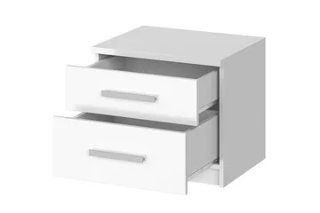 Julissa Yöpöytä 50 cm, Säilytystila 2 Laatikolla - Valkoinen - Huonekalut - Pöytä & ruokailuryhmä - Apupöytä & sivupöytä - Yöpöytä