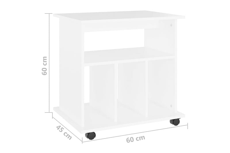 Kaappi pyörillä valkoinen 60x45x60 cm lastulevy - Valkoinen - Huonekalut - Pöytä & ruokailuryhmä - Apupöytä & sivupöytä - Yöpöytä
