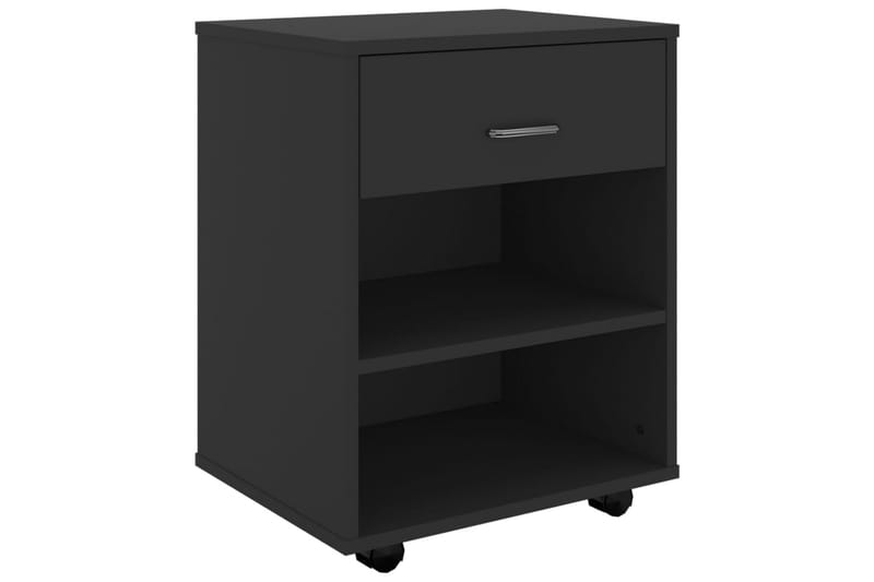 Kaappi pyörillä musta 46x36x59 cm lastulevy - Musta - Huonekalut - Pöytä & ruokailuryhmä - Apupöytä & sivupöytä - Yöpöytä