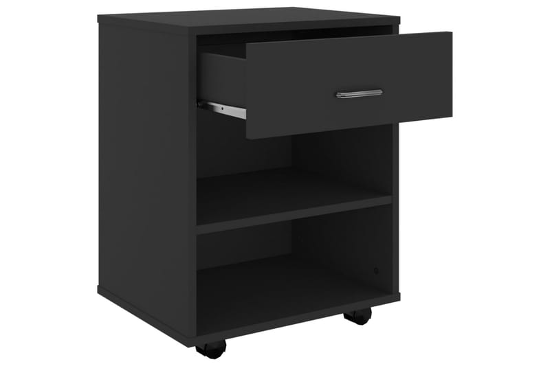 Kaappi pyörillä musta 46x36x59 cm lastulevy - Musta - Huonekalut - Pöytä & ruokailuryhmä - Apupöytä & sivupöytä - Yöpöytä