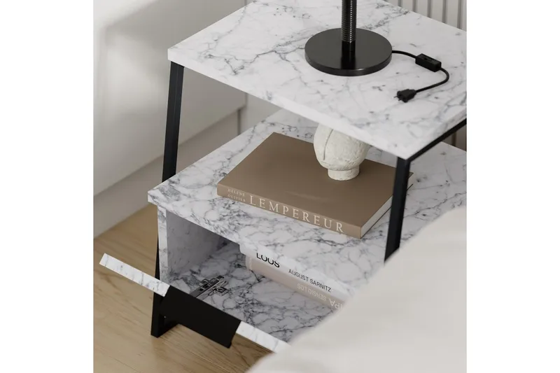 Yöpöytä Kavilash Carraran Marmori - Carraran Marmori - Huonekalut - Pöytä & ruokailuryhmä - Apupöytä & sivupöytä - Yöpöytä