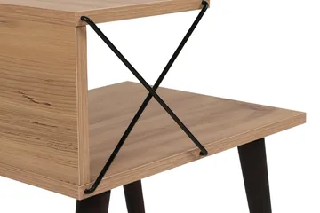 Kaysie Retro yöpöytä 50 cm puu- ja tammijäljitelmällä, säilytystilaa hyllyillä - Luonnonvärinen - Huonekalut - Pöytä & ruokailuryhmä - Apupöytä & sivupöytä - Yöpöytä