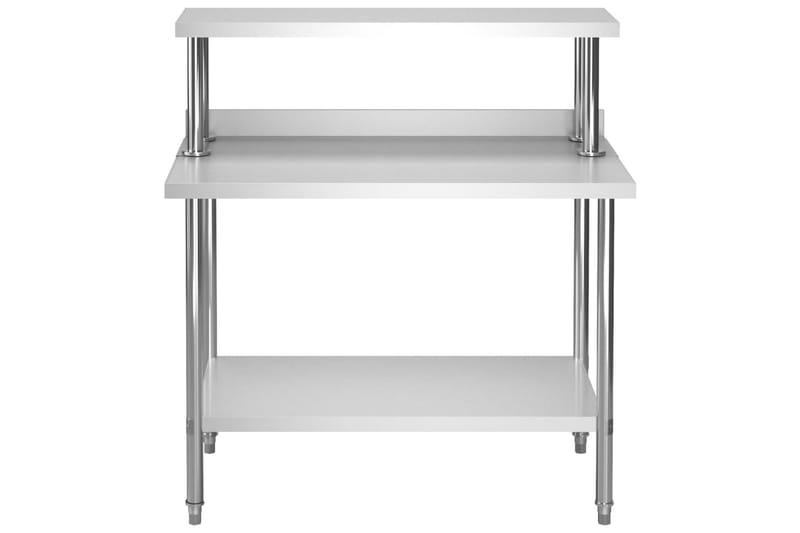 Keittiön työpöytä ylähyllyllä 120x60x120 cm ruostumaton terä - Huonekalut - Pöytä & ruokailuryhmä - Apupöytä & sivupöytä - Yöpöytä