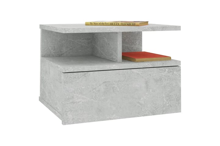 Kelluva yöpöytä betoninharmaa 40x31x27 cm lastulevy - Harmaa - Yöpöytä