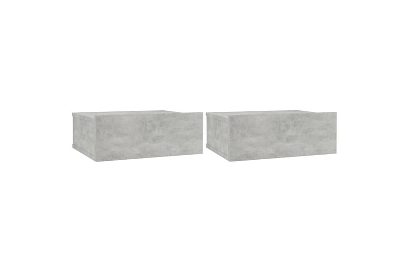 Kelluvat yöpöydät 2 kpl betoninharmaa 40x30x15 cm lastulevy - Harmaa - Yöpöytä