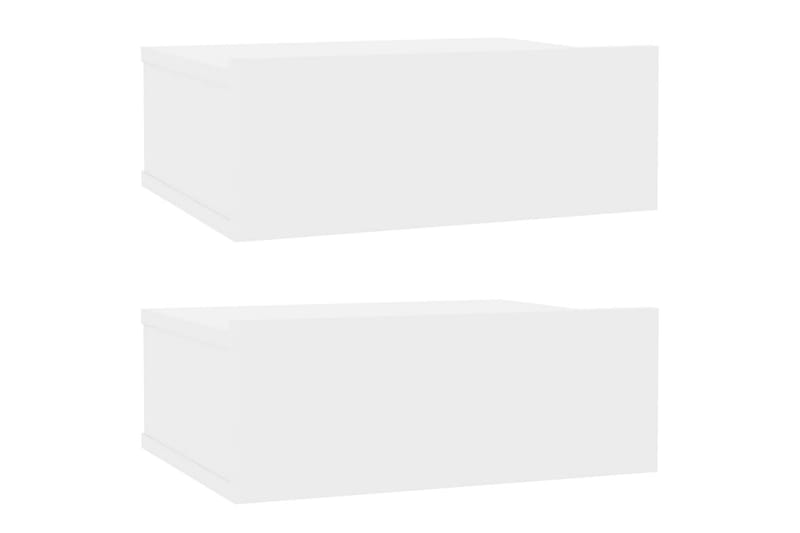 Kelluvat yöpöydät 2 kpl valkoinen 40x30x15 cm lastulevy - Valkoinen - Huonekalut - Pöytä & ruokailuryhmä - Apupöytä & sivupöytä - Yöpöytä