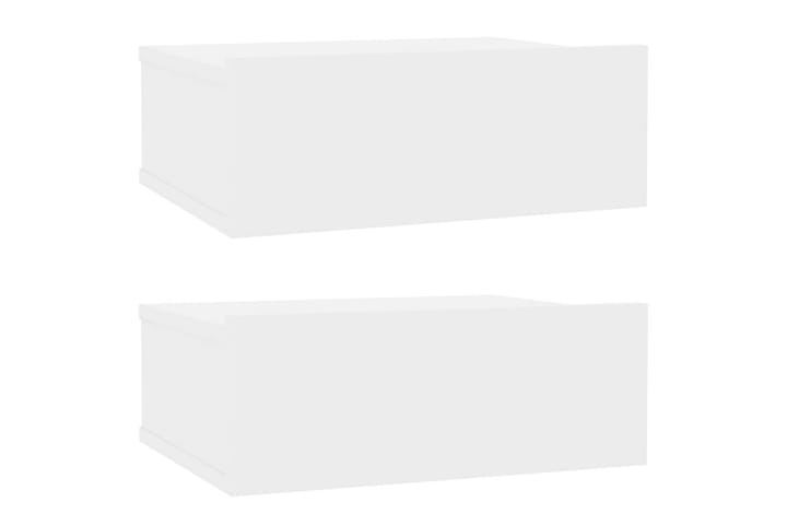Kelluvat yöpöydät 2 kpl valkoinen 40x30x15 cm lastulevy - Valkoinen - Yöpöytä
