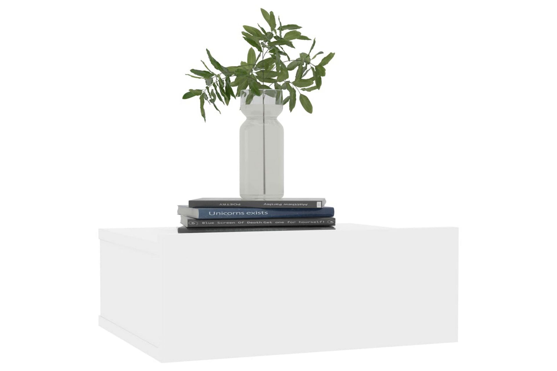 Kelluvat yöpöydät 2 kpl valkoinen 40x30x15 cm lastulevy - Valkoinen - Huonekalut - Pöytä & ruokailuryhmä - Apupöytä & sivupöytä - Yöpöytä
