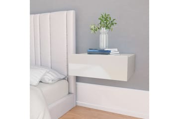 Kelluvat yöpöydät 2 kpl valkoinen 40x30x15 cm lastulevy - Valkoinen - Huonekalut - Pöytä & ruokailuryhmä - Apupöytä & sivupöytä - Yöpöytä