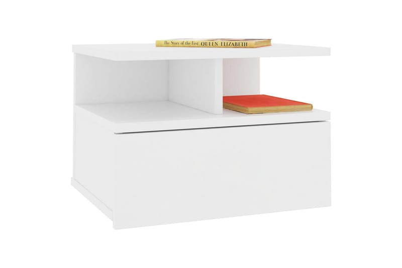 Kelluvat yöpöydät 2 kpl valkoinen 40x31x27 cm lastulevy - Valkoinen - Huonekalut - Pöytä & ruokailuryhmä - Apupöytä & sivupöytä - Yöpöytä