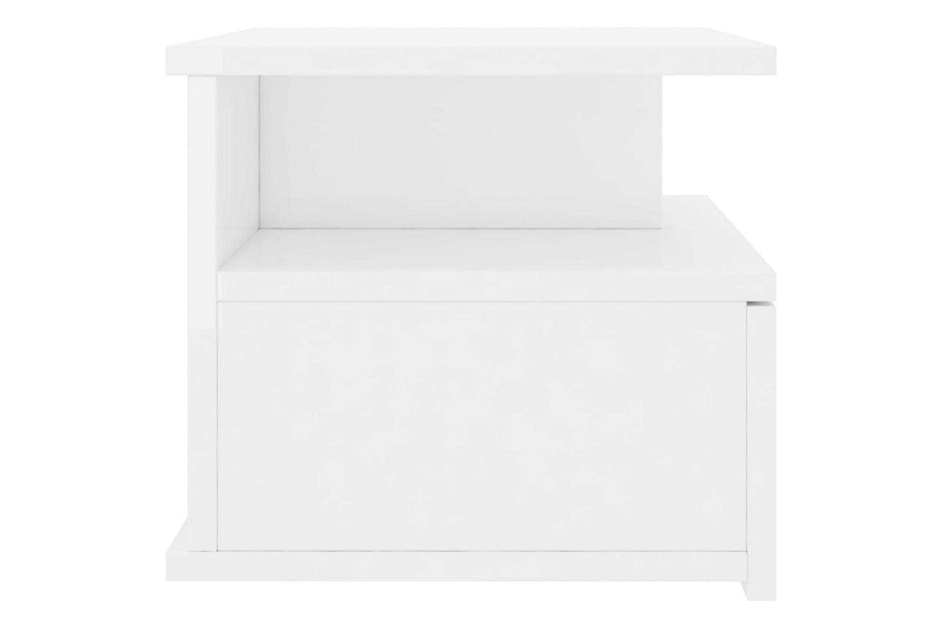 Kelluvat yöpöydät 2kpl korkeakiilto valk. 40x31x27cm - Valkoinen - Huonekalut - Pöytä & ruokailuryhmä - Apupöytä & sivupöytä - Yöpöytä
