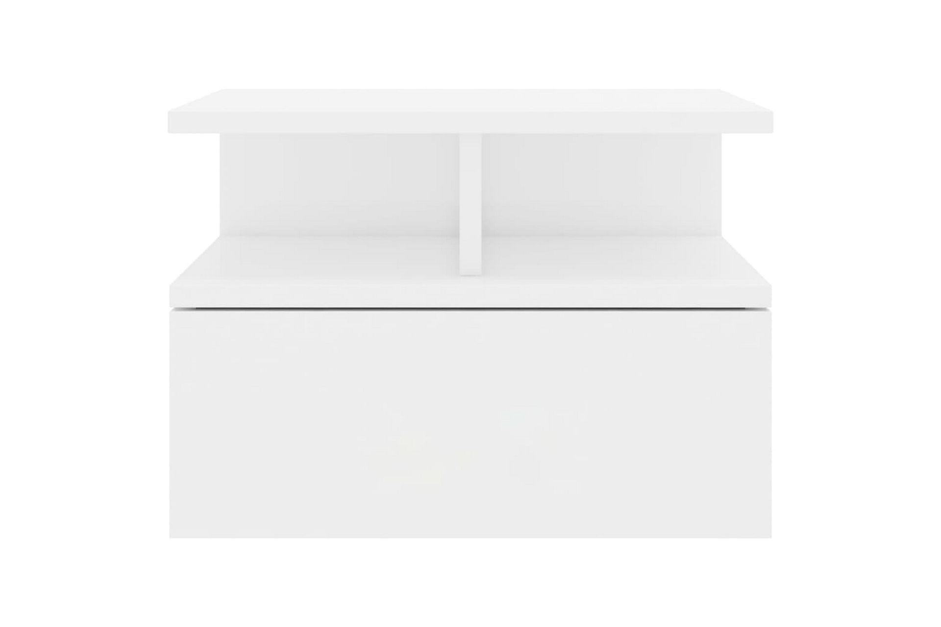 Kelluvat yöpöydät 2kpl korkeakiilto valk. 40x31x27cm - Valkoinen - Huonekalut - Pöytä & ruokailuryhmä - Apupöytä & sivupöytä - Yöpöytä