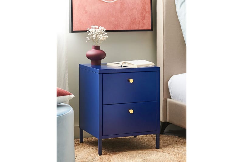 Yöpöytä Kylea Sininen, Kulta - Sininen, Kulta - Huonekalut - Pöytä & ruokailuryhmä - Apupöytä & sivupöytä - Yöpöytä