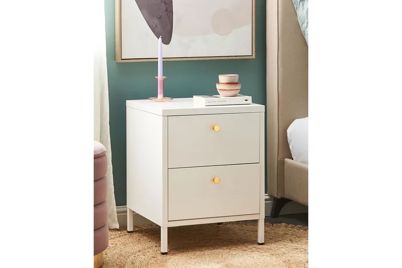 Yöpöytä Kylea Valkoinen, kulta - Valkoinen, kulta - Huonekalut - Pöytä & ruokailuryhmä - Apupöytä & sivupöytä - Yöpöytä