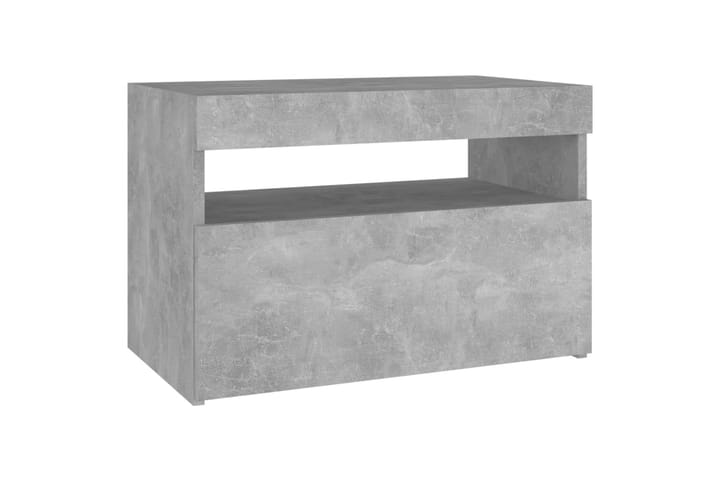 Yöpöytä LED-valoilla betoninharmaa 60x35x40 cm - Yöpöytä