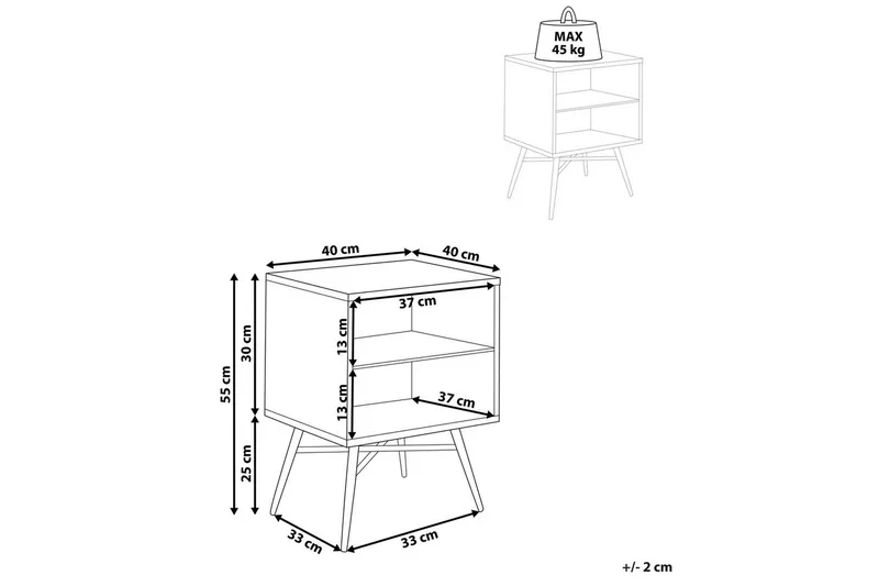 Yöpöytä Lubock - Huonekalut - Pöytä & ruokailuryhmä - Apupöytä & sivupöytä - Yöpöytä