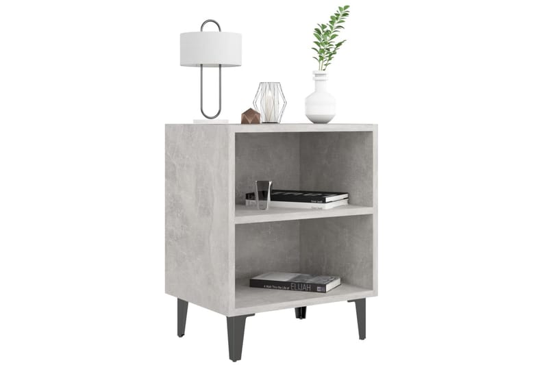 Yöpöytä metallijaloilla betoninharmaa 40x30x50 cm - Harmaa - Huonekalut - Pöytä & ruokailuryhmä - Apupöytä & sivupöytä - Yöpöytä