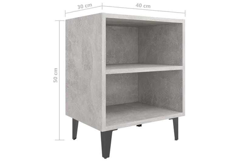 Yöpöytä metallijaloilla betoninharmaa 40x30x50 cm - Harmaa - Huonekalut - Pöytä & ruokailuryhmä - Apupöytä & sivupöytä - Yöpöytä