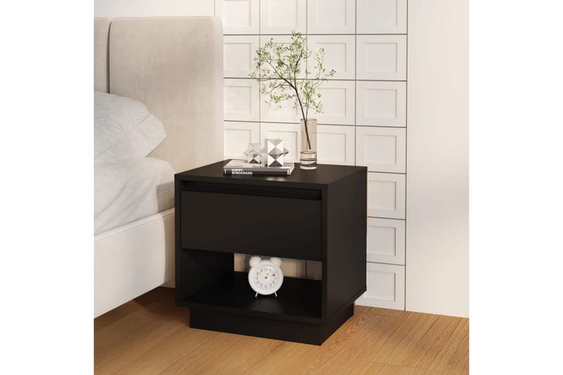 Yöpöytä musta 45x34x44 cm lastulevy - Musta - Huonekalut - Pöytä & ruokailuryhmä - Apupöytä & sivupöytä - Yöpöytä