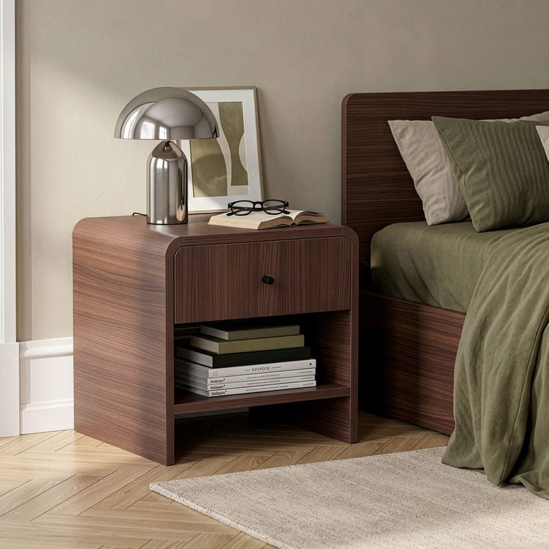 Yöpöytä Nordure Parila (45 x 45 x 40 cm) Milano Walnut - Milano Walnut - Huonekalut - Pöytä & ruokailuryhmä - Apupöytä & sivupöytä - Yöpöytä