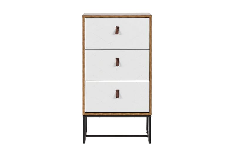 Nueva yöpöytä 49 cm puuta laatikoilla metallialustalla - Valkoinen - Huonekalut - Pöytä & ruokailuryhmä - Apupöytä & sivupöytä - Yöpöytä