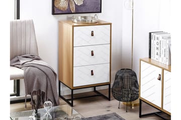 Nueva yöpöytä 49 cm puuta laatikoilla metallialustalla - Valkoinen - Huonekalut - Pöytä & ruokailuryhmä - Apupöytä & sivupöytä - Yöpöytä