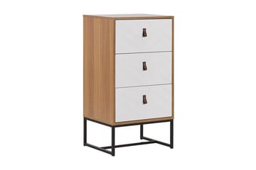Nueva yöpöytä 49 cm puuta laatikoilla metallialustalla - Valkoinen - Huonekalut - Pöytä & ruokailuryhmä - Apupöytä & sivupöytä - Yöpöytä