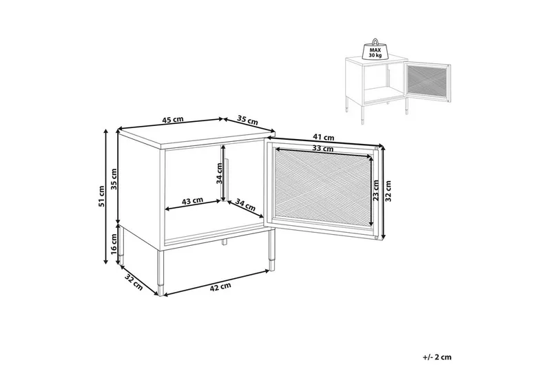 Yöpöytä Ossett Valkoinen - Valkoinen - Huonekalut - Pöytä & ruokailuryhmä - Apupöytä & sivupöytä - Yöpöytä